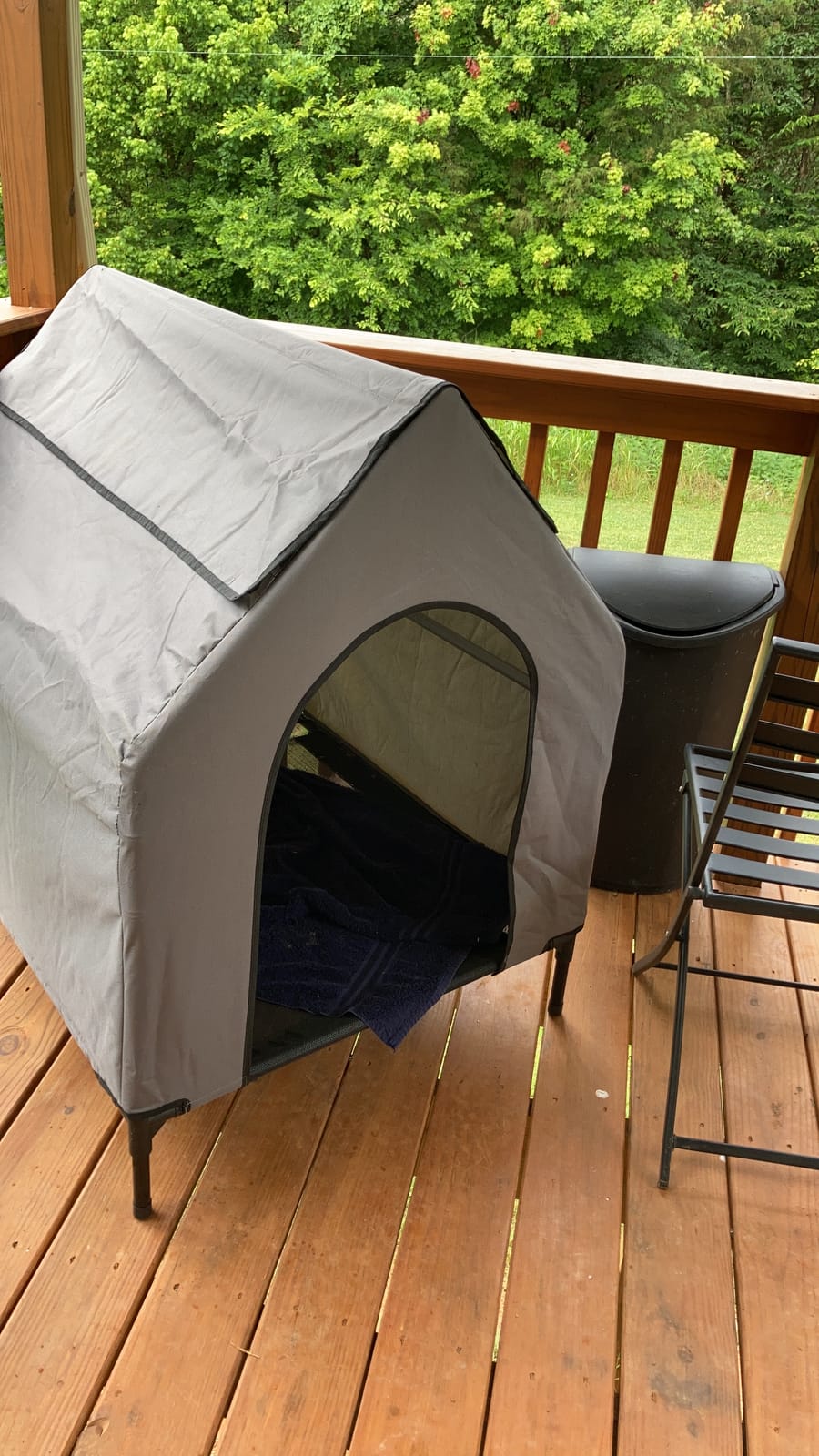 Zooba 42” Outdoor Dog House for Large Breeds, Durable Large Dog Shelter with Weatherproof 600D PVC Canopy, Breathable 2x1 Textilene Fabric Elevated Dog Bed, XL Dog Kennel for Outside Use customer photo 1