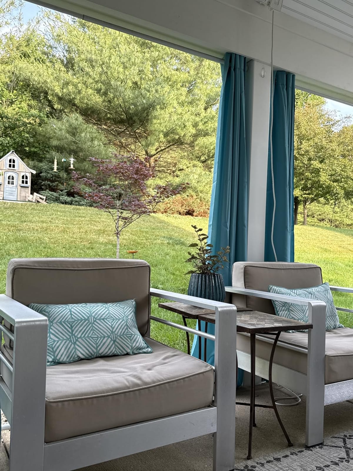Windproof Outdoor Curtains for Patio Waterproof 4 Pcs 54x84 In Cream customer photo 1