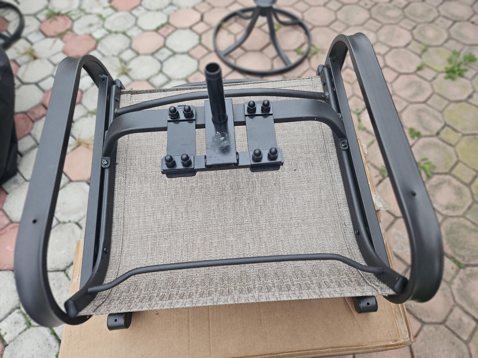 Amopatio Patio Swivel Chairs Set of 2, Outdoor Swivel Rocker Dining Chairs with All Weather Textilene High Back & Metal Frame, for Backyard Deck Lawn Garden, Brown customer photo 2