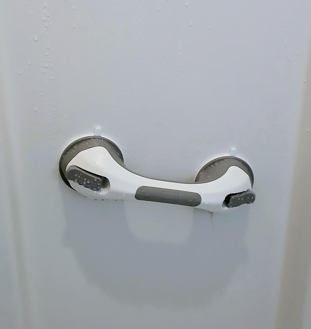 LEVERLOC Grab Bars for Bathtubs and Showers 2 Pack Suction Grab Bar, Heavy Duty 12 Inch Shower Handle Removable Bath Handrails for Seniors and Elderly, Bathroom Safety Grip No Drilling Waterproof Grey customer photo 2