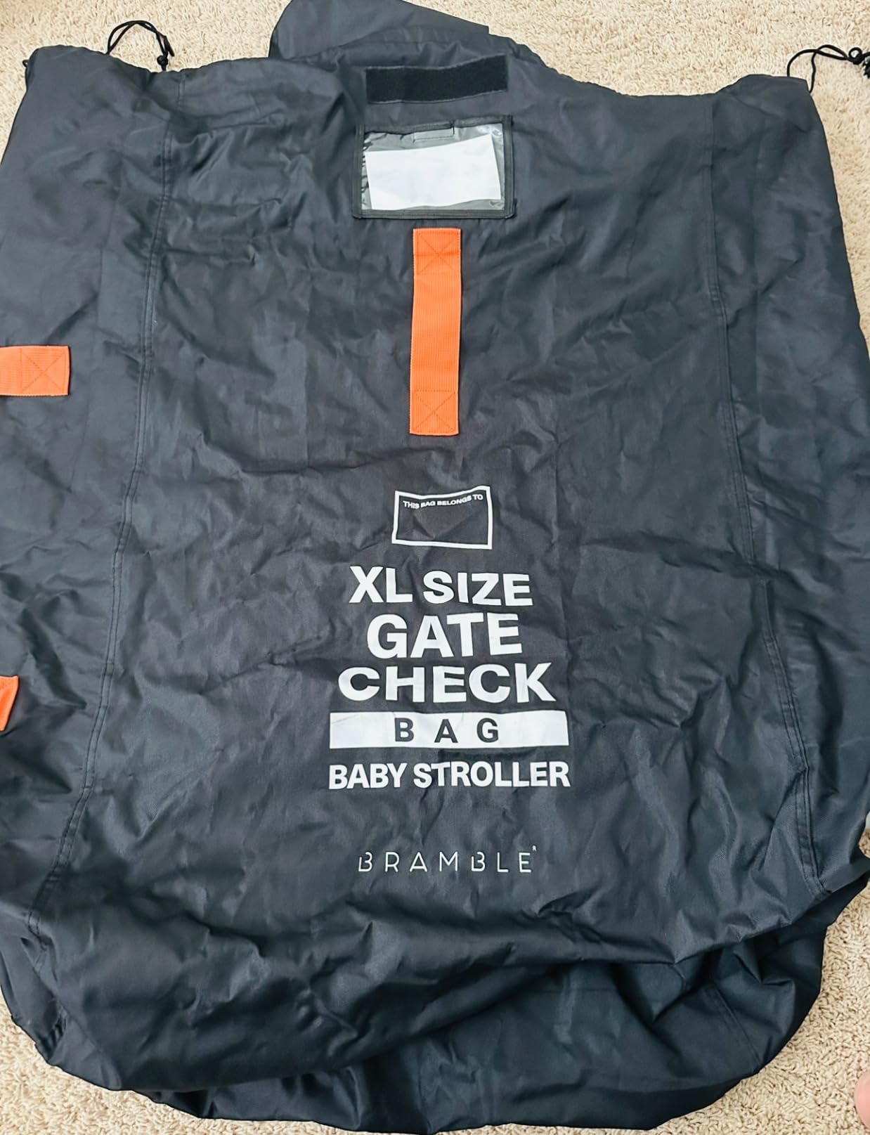 Bramble - XL Double Stroller Bag for Airplane Gate Check - Water Resistant Ballistic Nylon Travel Bag with Padded Neoprene Straps, Carry Pouch & ID Window - 39 x 26 x 16 Inches (Black) customer photo 1