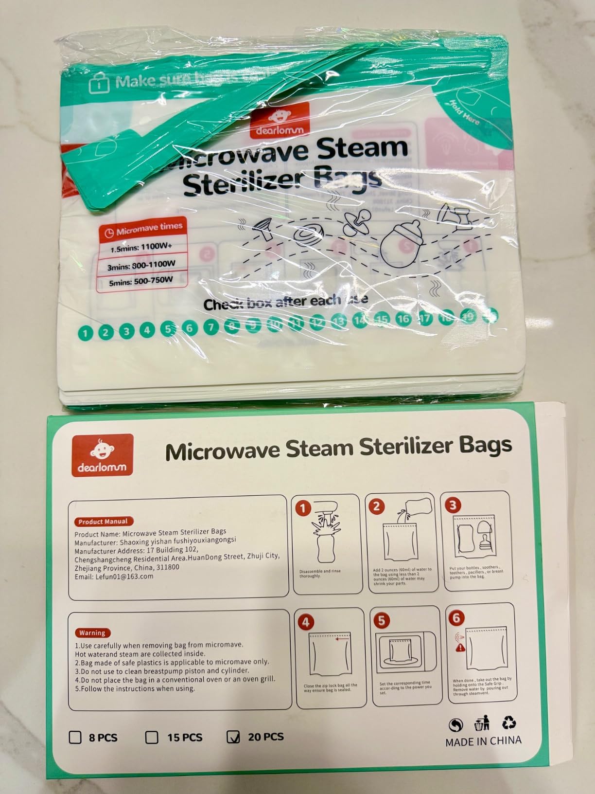 dearlomum 8 Count Microwave Steam Sterilizer Bags for Baby Bottles customer photo 2