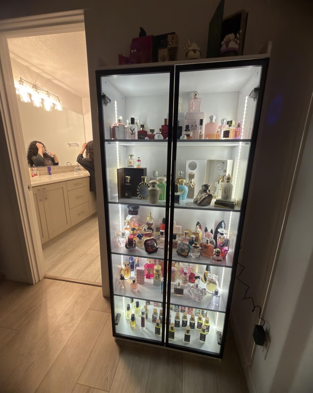 Dystler 5-Tier Display Cabinet with Glass Doors and Adjustable Shelves customer photo 2