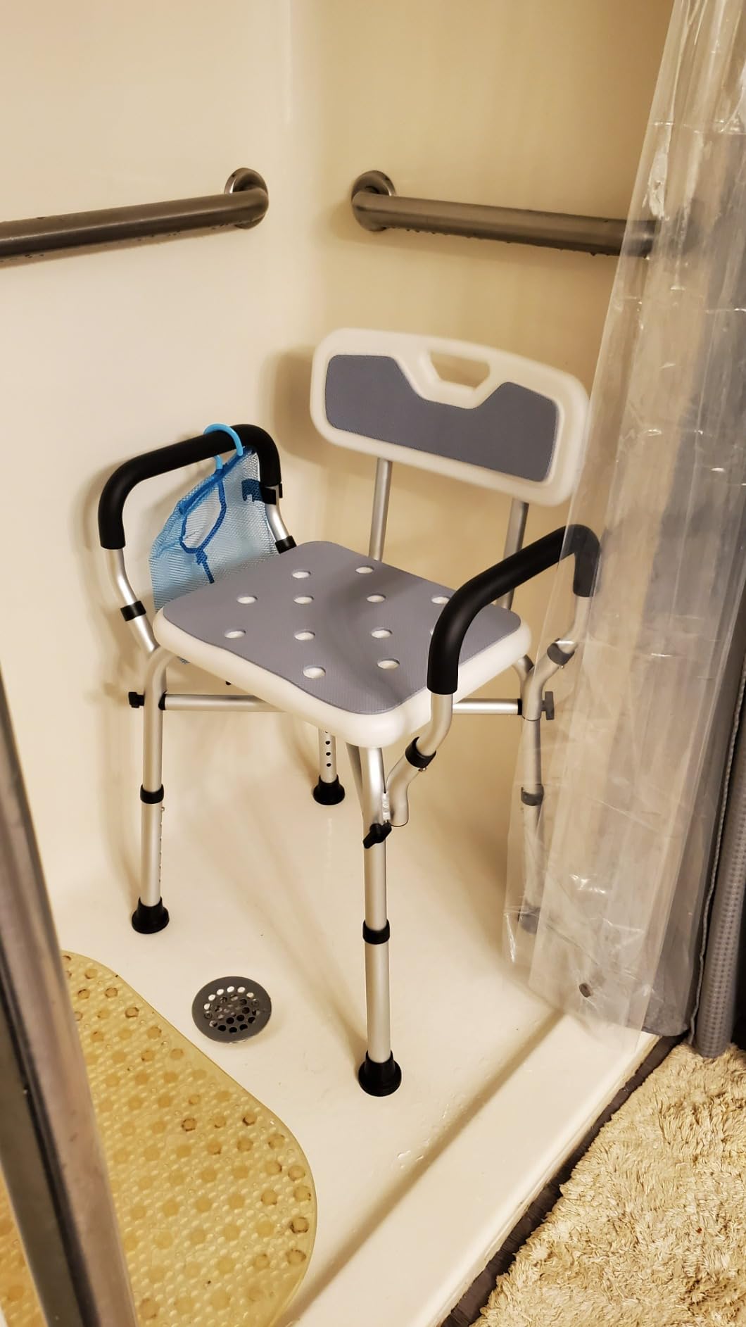 VFAUOSIT Shower Chair with Removable Arms and Back, 550 lb Adjustable Seat customer photo 2