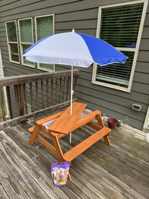 Best Choice Products Kids Picnic Table with Umbrella, 3-in-1 Sand & Water Table, Outdoor Convertible Picnic Table for Toddlers, Seats 4, Removable Top, 2 Buckets - Beige customer photo 2