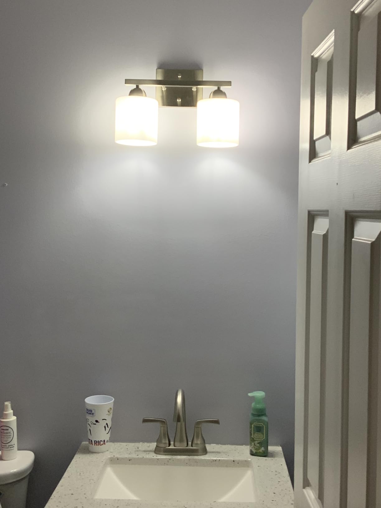 Mecgirn Matte Black Milk Glass Wall Sconces, 1 Pack Hardwired Indoor Wall Light Fixtures for Living Room, Hallway, Bedroom, Ceramic E26 Sockets (Bulbs Not Included) customer photo 1