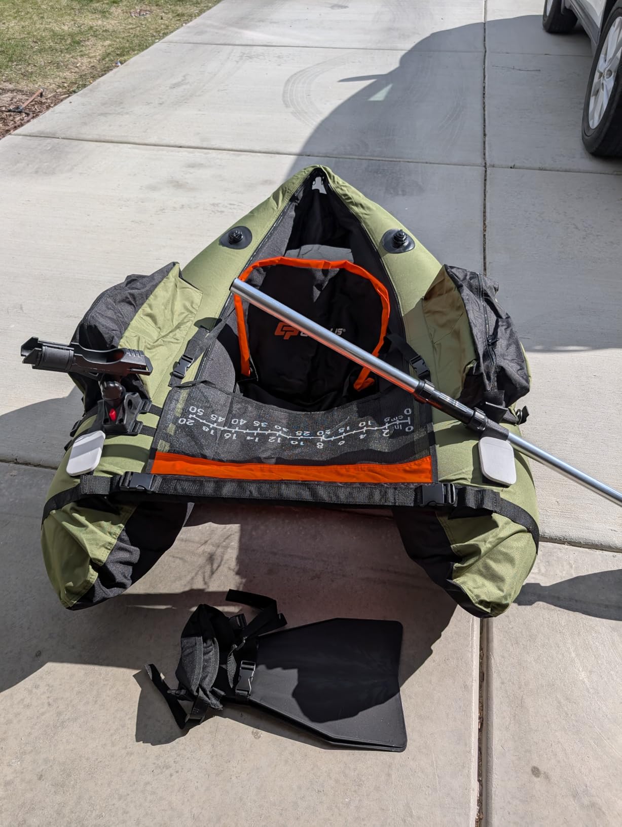 Goplus Inflatable Float Tube, Fishing Belly Boat with Fish Ruler, Pump, Storage Pockets, Adjustable Straps, Fishing Float Tube for Angling, 350LBS Load Capacity customer photo 2