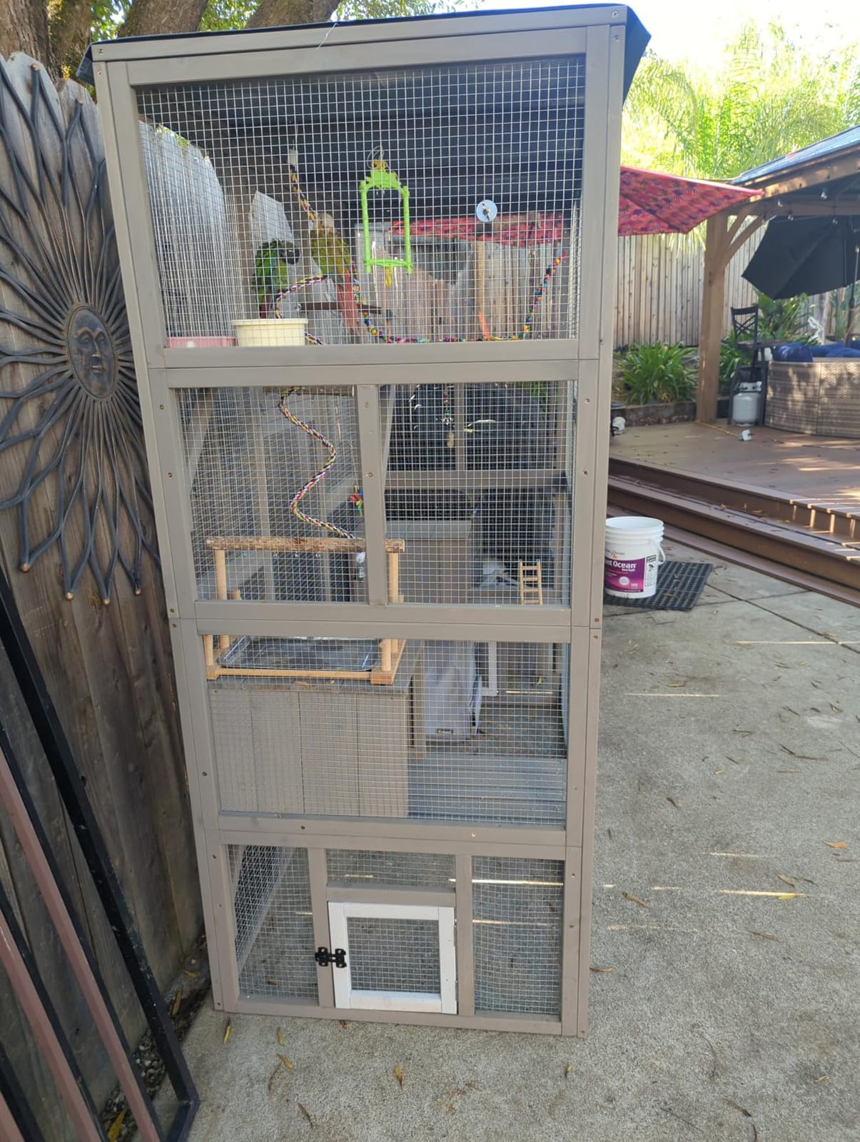 PetsCosset Outdoor Cat Catio Enclosures Large Wooden Cat House Patio for Indoor Cats Feral Cat Shelter with 2 Espace Doors, 2 Resting Rooms, 5 Platforms, Removable Waterproof Cover 67.7