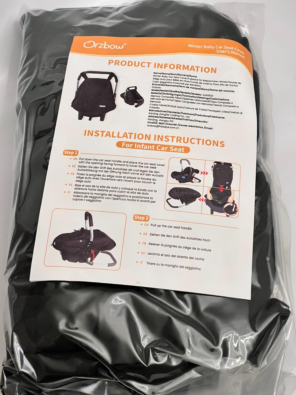 Orzbow Winter Car Seat Cover Baby - Waterproof Carseat Canopy, Black customer photo 1