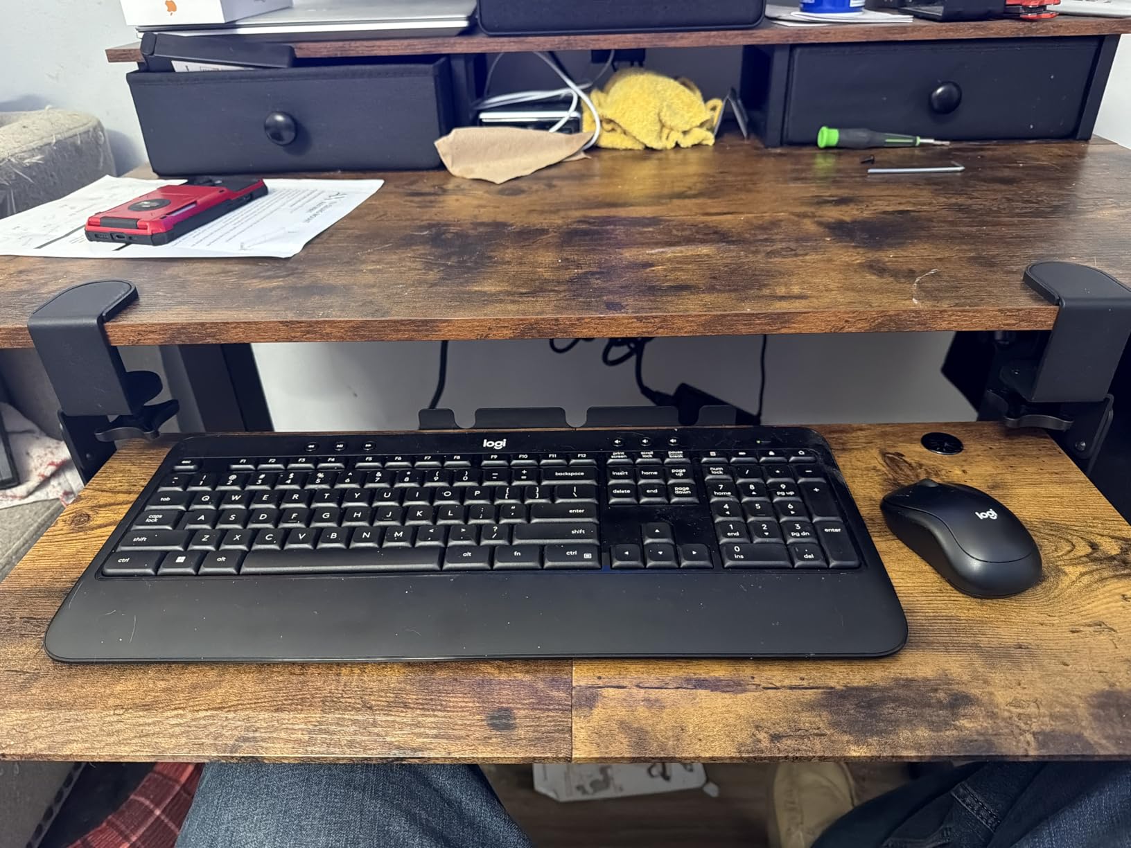 AX WABER Keyboard Tray Under Desk Pull Out with Extra Sturdy Adjustable C Clamp Mount System, 27.3 (32.5 inch Including Clamps) x 11 Inch Slide-Out Platform Computer Drawer for Typing, Black,AX01WB01 customer photo 2