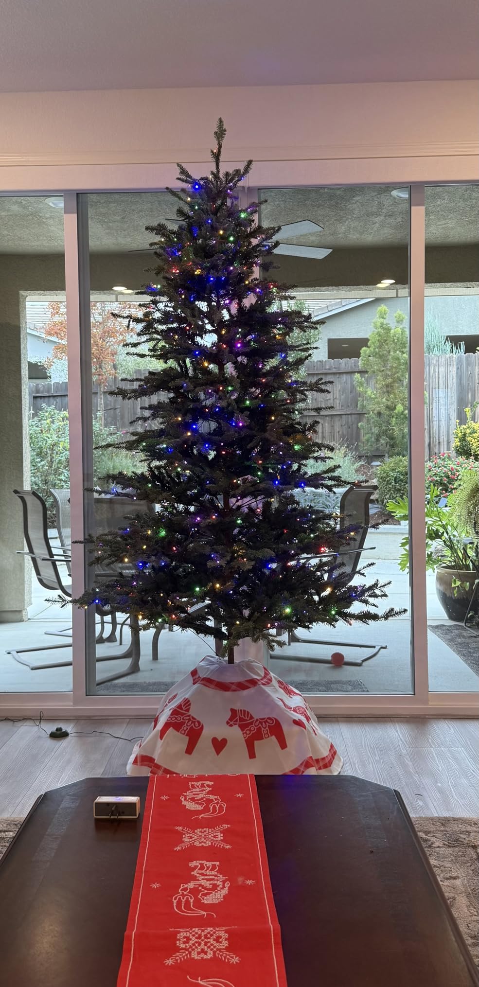 7FT Pre-lit Christmas Tree Fir with Remote Control, 650 Warm White Multi-Color Lights, Hinged/Feel Real/Realistic for Home, Holiday Decoration Dual Color LED Artificial Xmas Tree 7 Feet customer photo 1