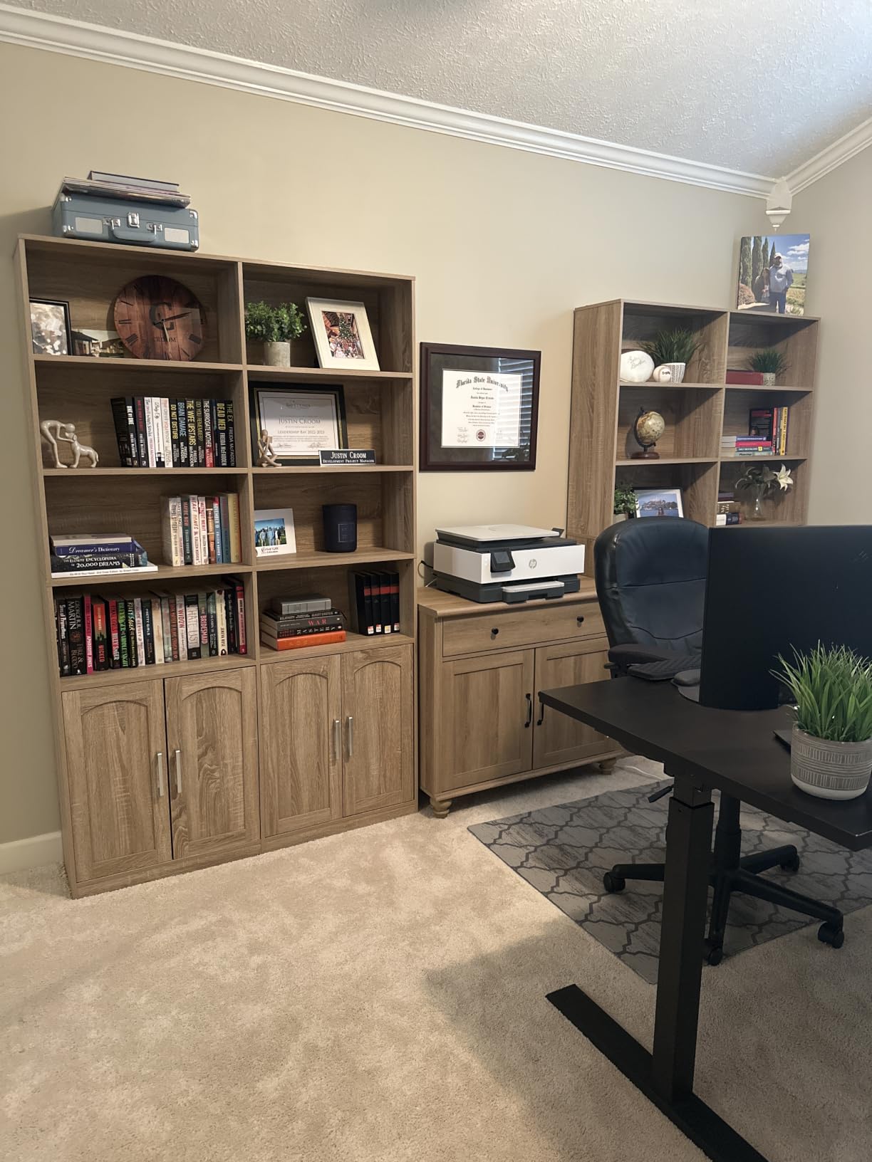 FACBOTALL Bookshelf and Bookcase with Doors, Double Wide Large Bookshelves customer photo 2