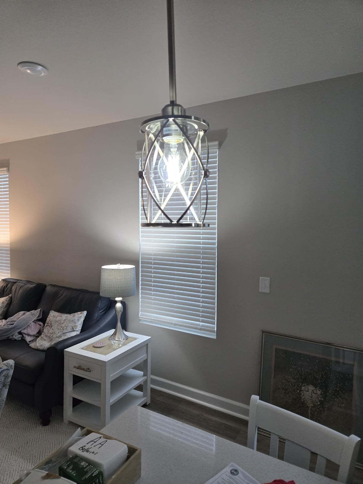 Brushed Nickel Pendant Lights Kitchen Island 3 Pack, Glass Kitchen Pendant Lighting Over Island with Rod, Modern Mini Hanging Light for Kitchen Sink Dining Room, CH9176BN-3PK customer photo 2