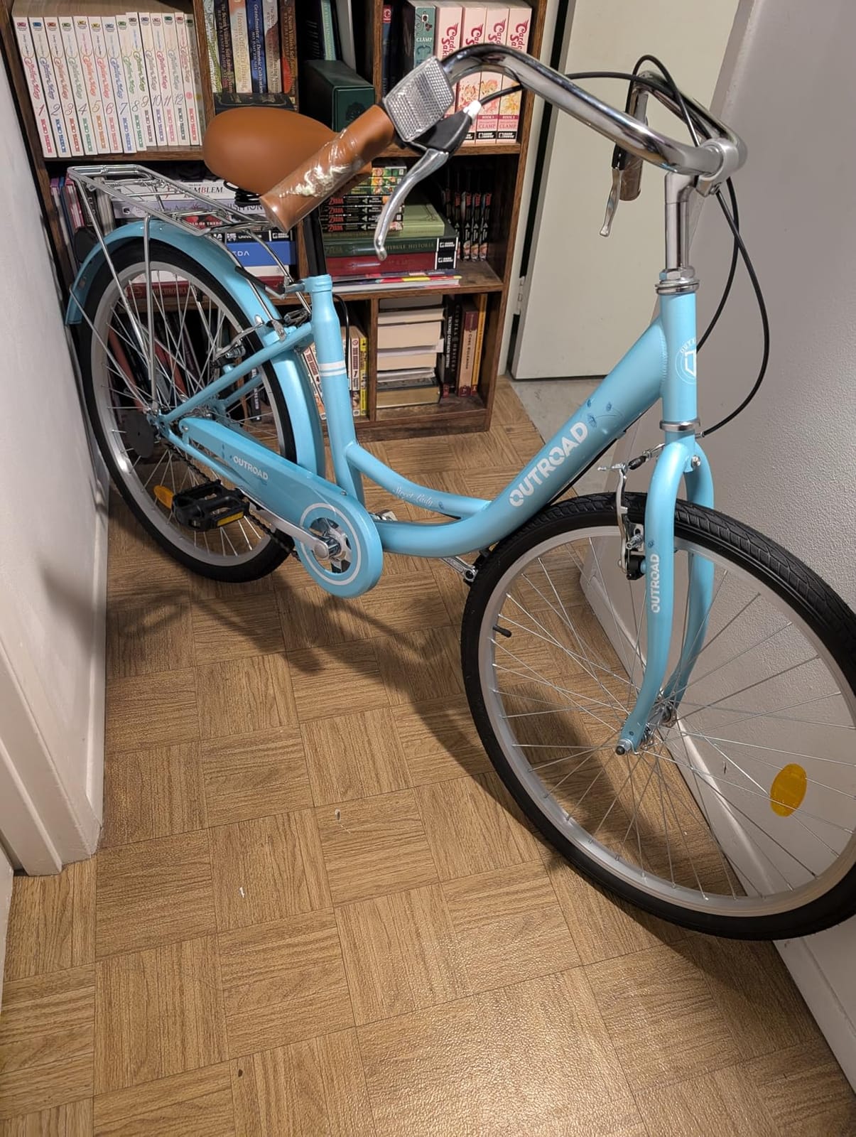 Outroad Beach Cruiser Bike, 24/26 inch Commuter Bicycle for Adult and Women,High-Carbon Steel Comfortable City Bikes with Rear Rack and Basket, (Black/Pink/White/Green/Purple) customer photo 2