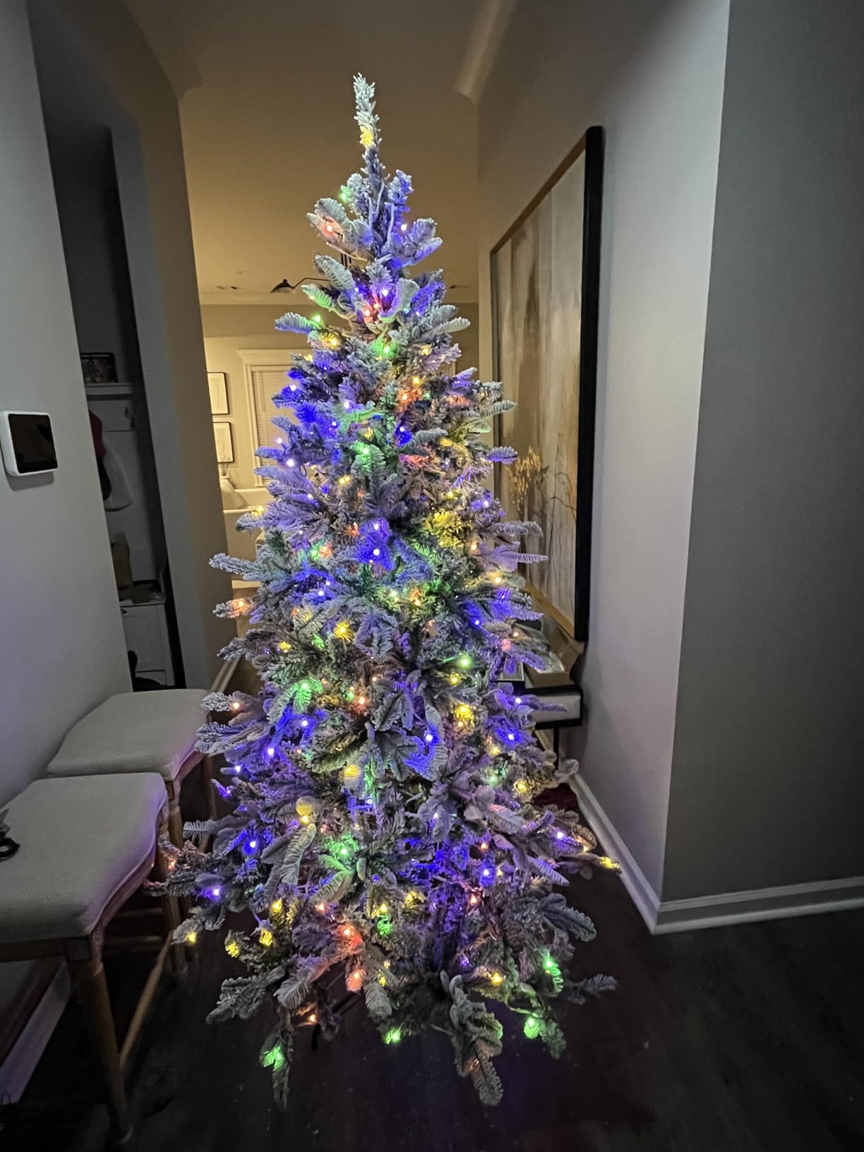 YITAHOME 7.5ft Prelit Natural Layered Flocked Christmas Tree with Remote customer photo 1