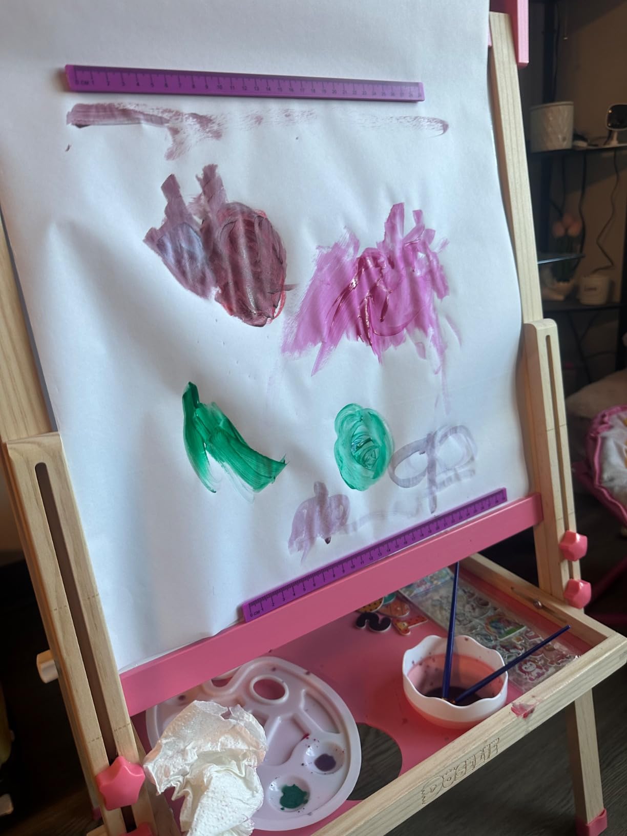 Easel for Kids Toys,Toddler Art Easel with Art Supplies, Height Adjustable Double-Sided Magnetic Dry Eraser Whiteboard and Chalk Board with Paper Roll,4 5 6 7 8 9 10 Year Old Girl Birthday Gifts customer photo 1