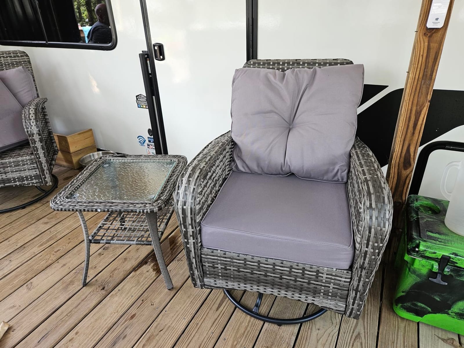 wildformers Luxury Outdoor Swivel Wicker Glider Patio Chairs with Table Set customer photo 2