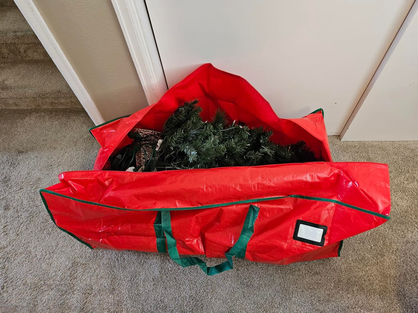 Cosy Family 7.5 ft Christmas Tree Storage Bag - Durable Heavy Duty Extra Large Artificial Xmas Holiday Tree Bag with Reinforced Handles and Dual Zippers Wide Opening - Red customer photo 2