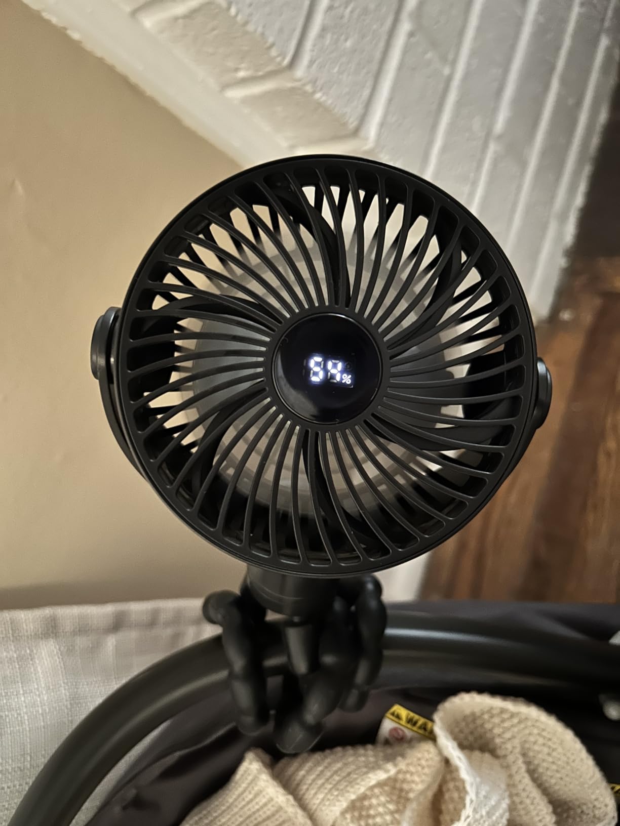 Coohea Portable Stroller Fan, 25H Long-lasting, 4 Speed, Night Light, Black customer photo 2