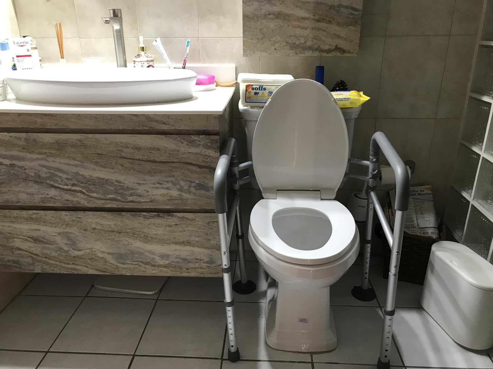HOMLAND Toilet Safety Rails for Seniors, Adjustable Height & Width, 350 Lbs customer photo 2