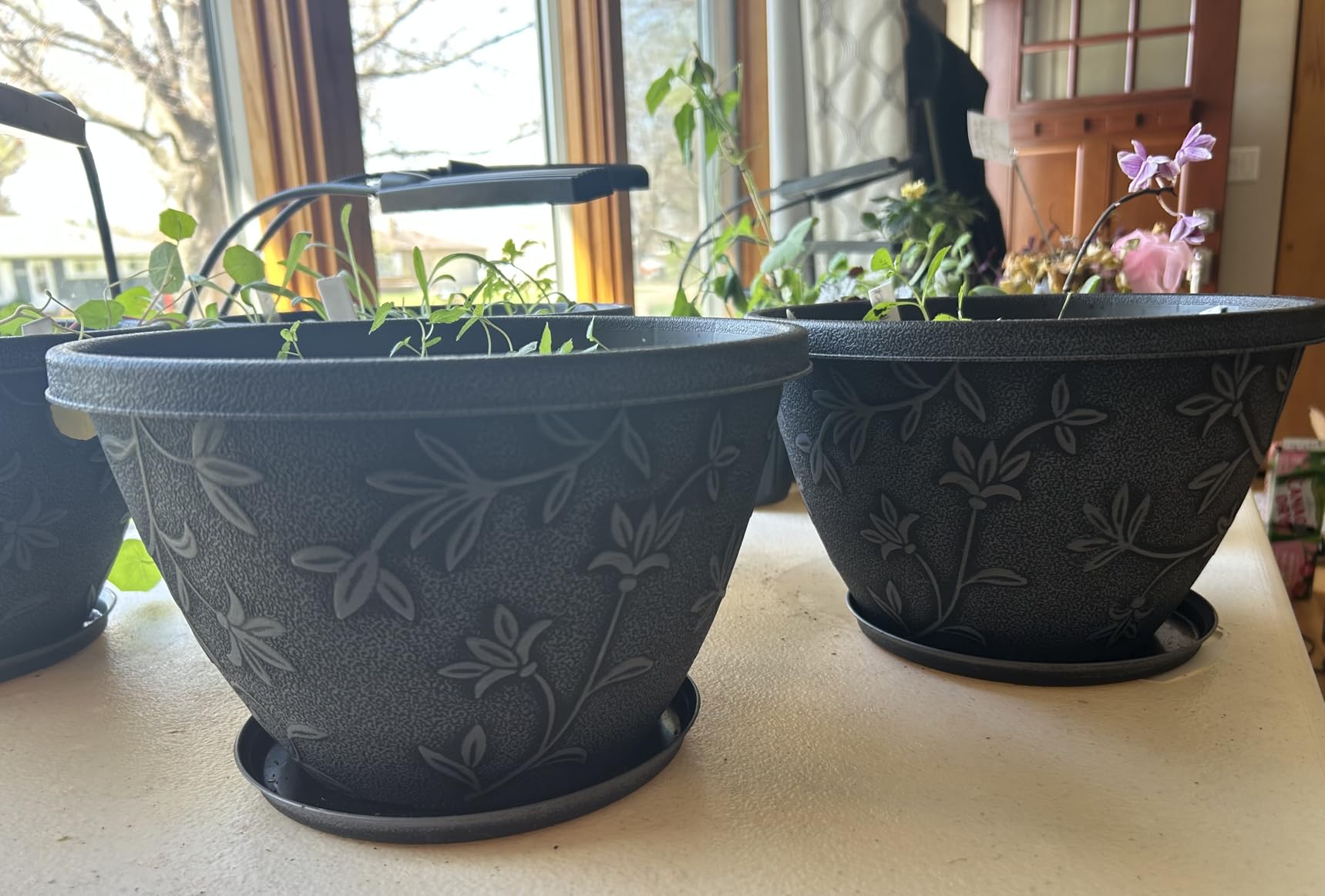 Nooulap 4 Pack 16 Inch Large Plant Pot for Outdoor, Gray customer photo 2