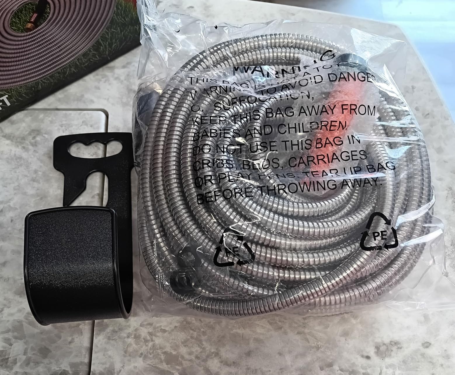Best 100 ft Metal Garden Hose Set - No-Kink Durable 316 Stainless Steel, 10-Way Zync Spray Nozzle & Hook – Tough Flexible Heavy Duty Water Hoses, 5/8 in, Rust, Weather, LeakProof customer photo 2