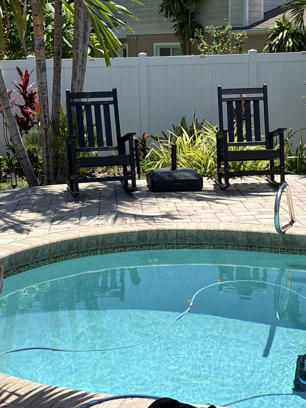 SERWALL Outdoor Rocking Chair Set of 2, HDPE Rocker for Adults, Brown customer photo 2