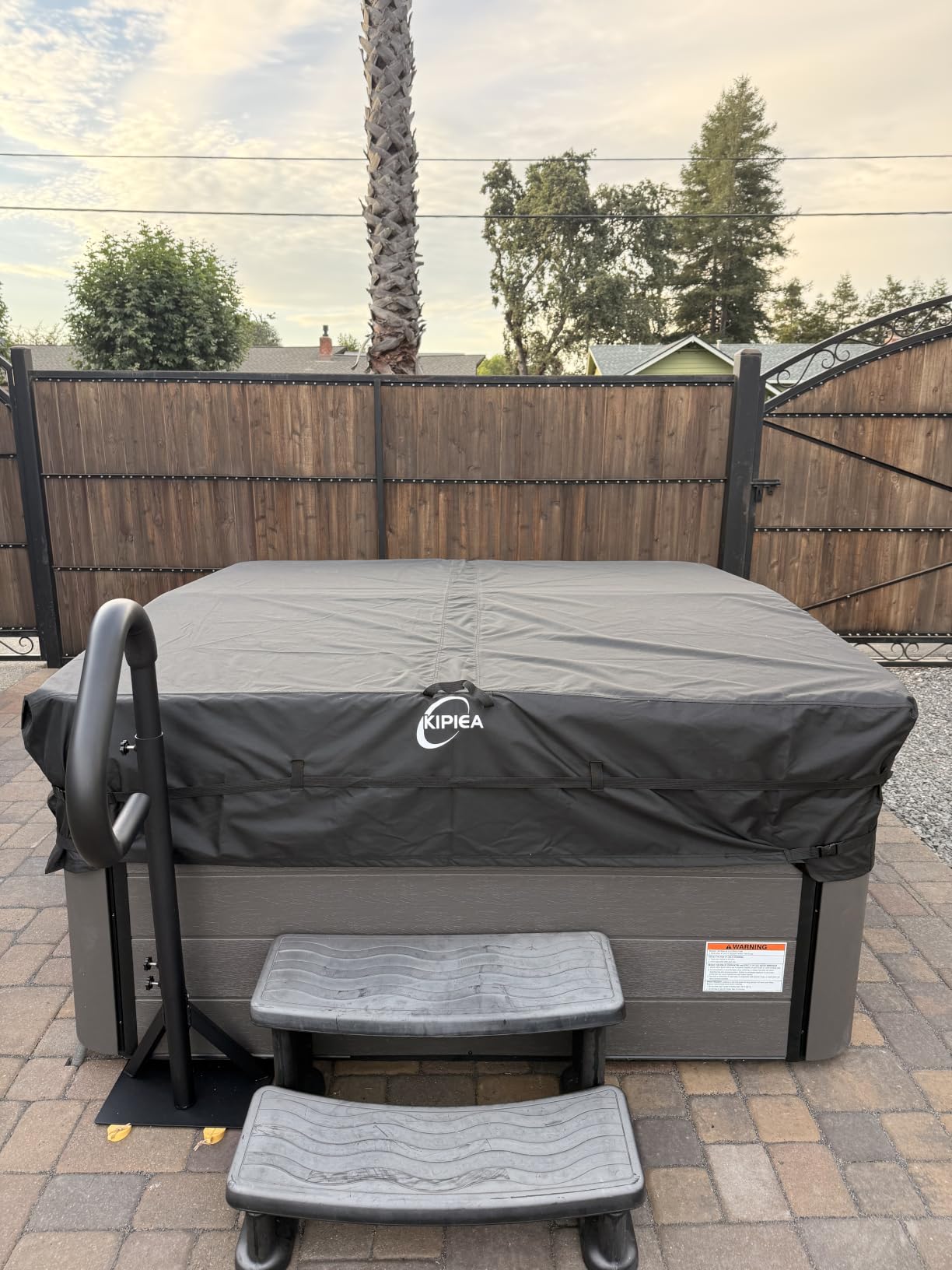 Kipiea 600D Outdoor Waterproof Rectangular Hot Tub Cover Protector, Heavy Duty Polyester SPA Covers UV Protection Cover 85