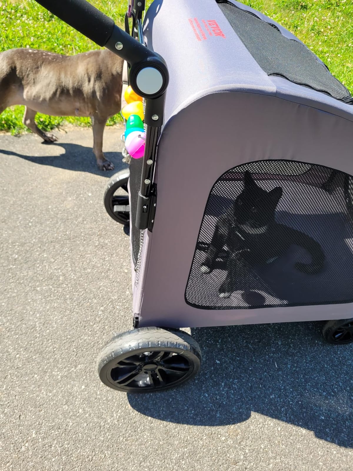 VEVOR Pet Stroller, 4 Wheels Dog Carrier with Brakes, 160lbs Weight Capacity, Portable Puppy Travel Strollers with Breathable Mesh Windows & Height-Adjustable, for Cats & Dogs customer photo 1