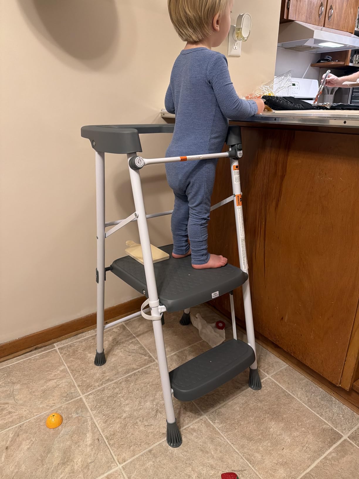 HBTower Kids 2 Steps Step Stool, Foldable Toddler Tower with Safety Railing customer photo 2