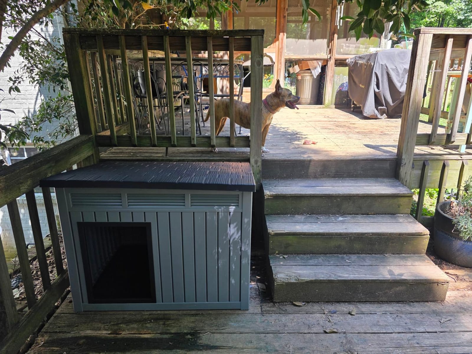 DRATO Large Dog House Outdoor for Indoor, Gray, 42.87 * 32.95 * 31.61 in customer photo 1