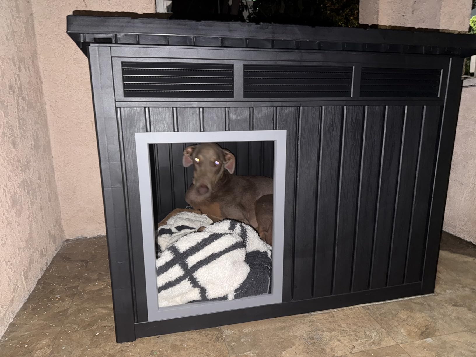DRATO Large Dog House Outdoor for Indoor, Gray, 42.87 * 32.95 * 31.61 in customer photo 2
