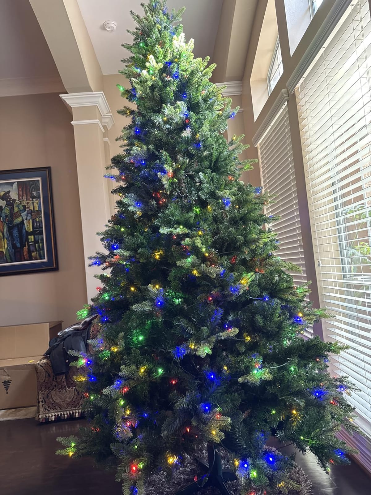 360° Rotating Prelit Christmas Tree 6.5ft - Musical Artificial Christmas Tree with Remote Control, 1036 PE & PVC Mixed Tips, 8 Modes 340 Multicolor LED Lights for Holiday Decor customer photo 1