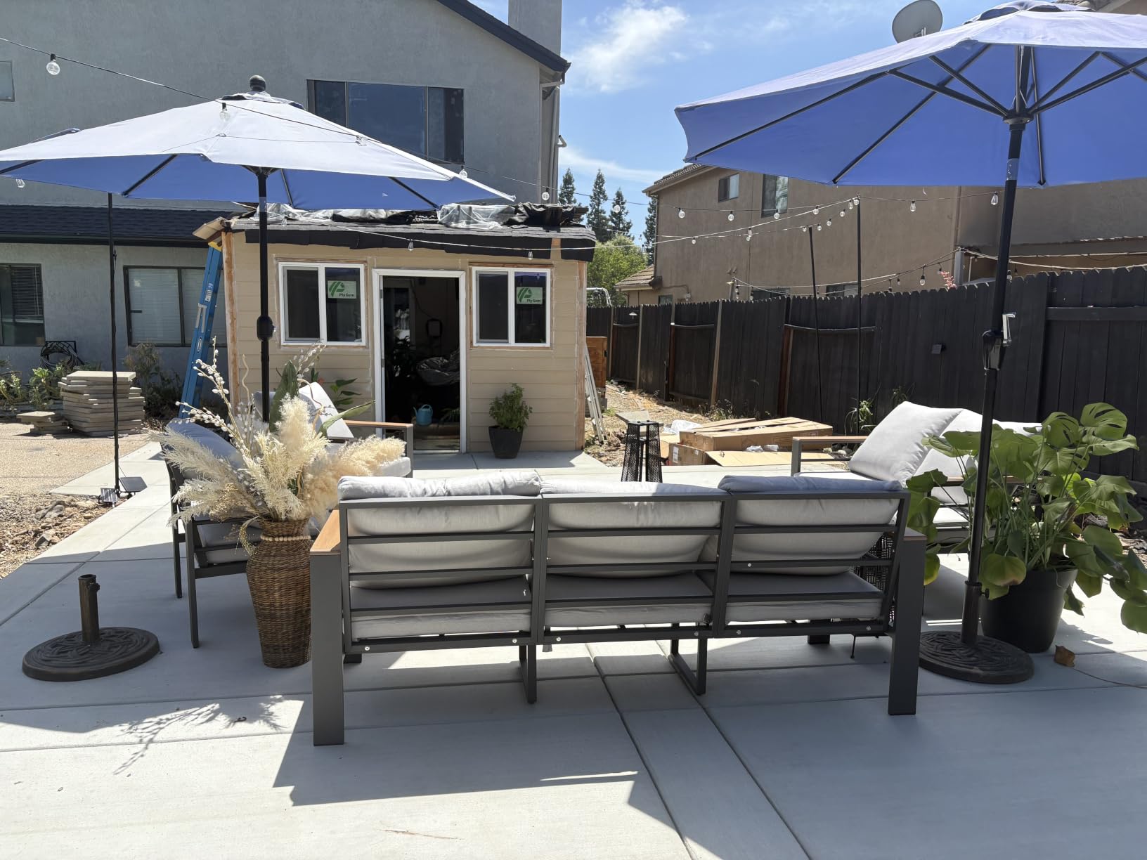 Aoxun Aluminum Patio Furniture Set 7 Seats, Oversized Outdoor Sectional with Washable Thick Cushions, Coffee Table, Patio Conversation Sets for Porch, Balcony, Deck, Dark Gray customer photo 2