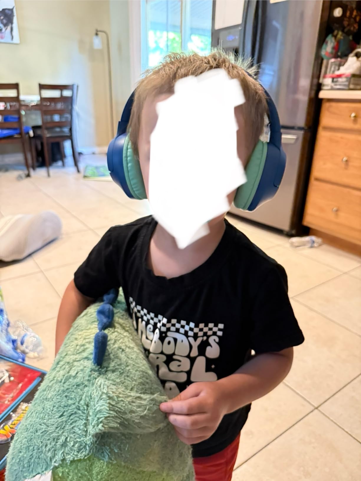 Kids Bluetooth Headphones with 85H Playtime for Toddler Boy, Blue with LED customer photo 2
