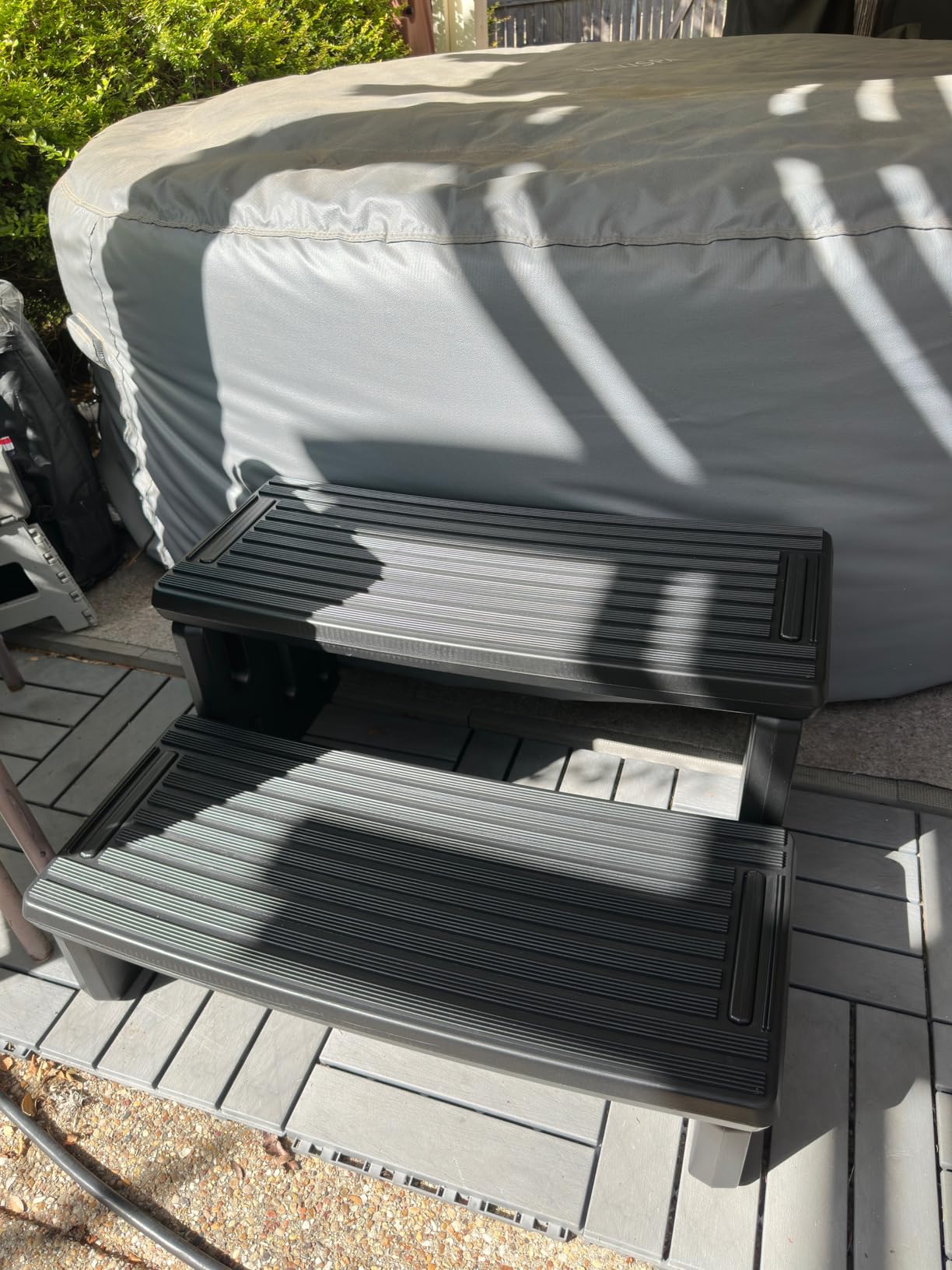 Hot Tub Steps, Non-Slip 2 Step Spa Stairs for Outdoor & Indoor, Gray customer photo 1