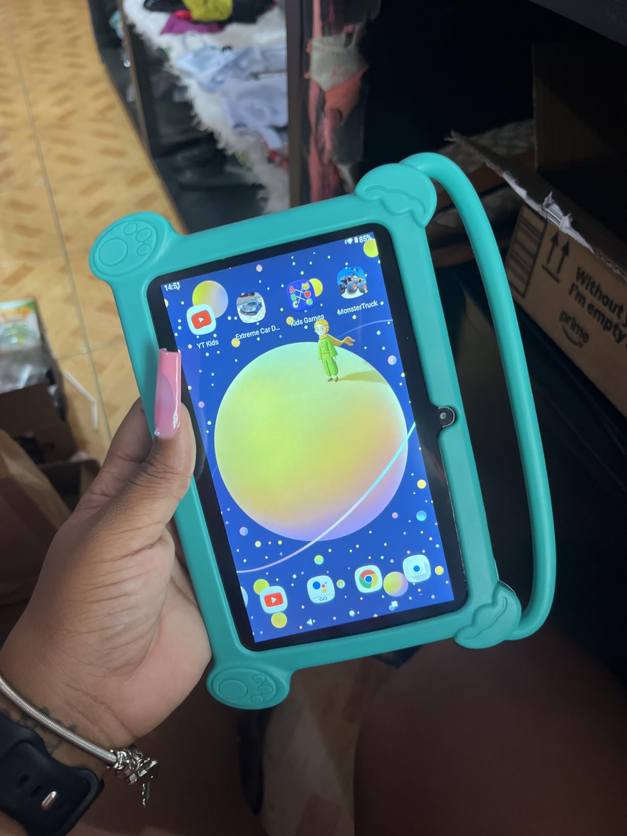 Kids Tablet 7 Inch for Kids 3-9, 32GB ROM, 4GB RAM, Android 12, Toddler Tablet with Shockproof Case, Parent Controls, Dual Camera, WiFi, FM, GPS（Blue） customer photo 2
