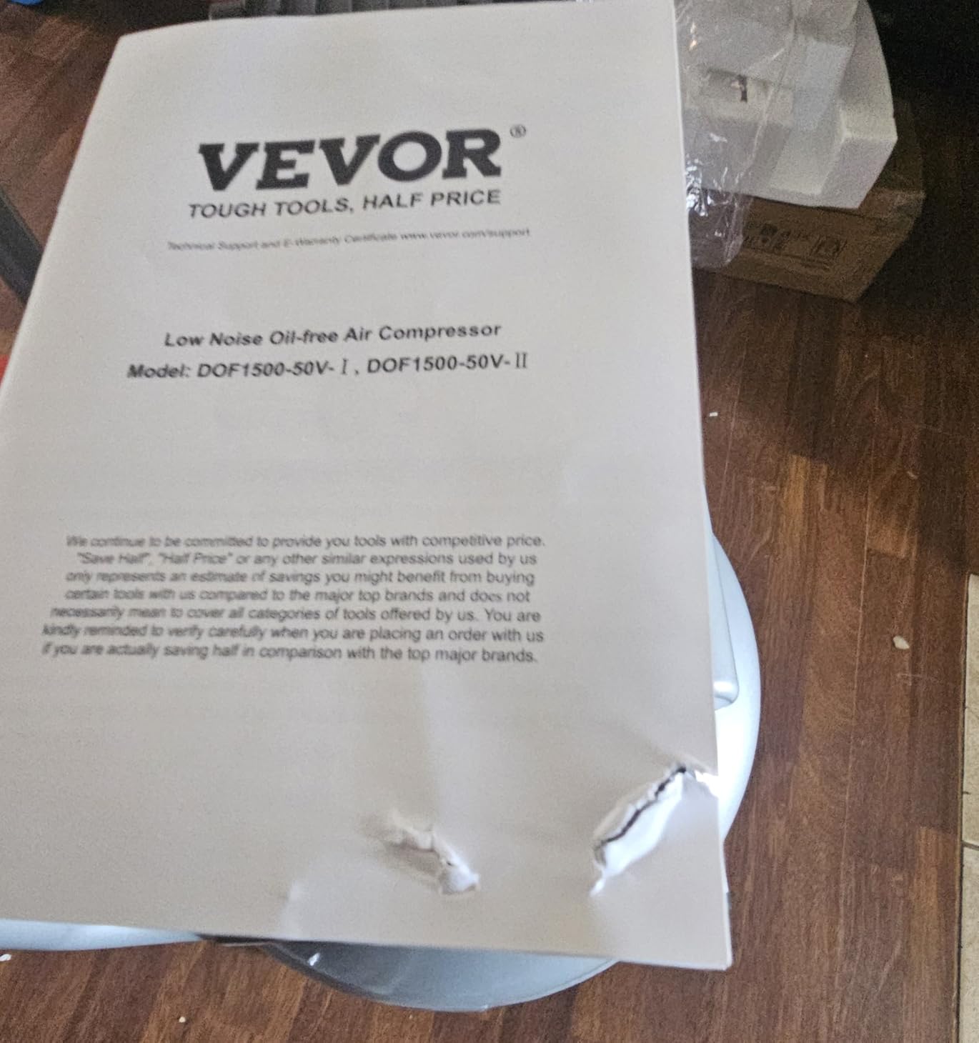 VEVOR 13-Gallon Air Compressor, 2HP, 4.6 SCFM@90PSI, Oil-Free Tank, 66dB Quiet Operation, Ideal for Tire Inflation, Woodworking, Auto Repairs, and Spray Painting (Maximum Pressure 125 PSI) customer photo 2