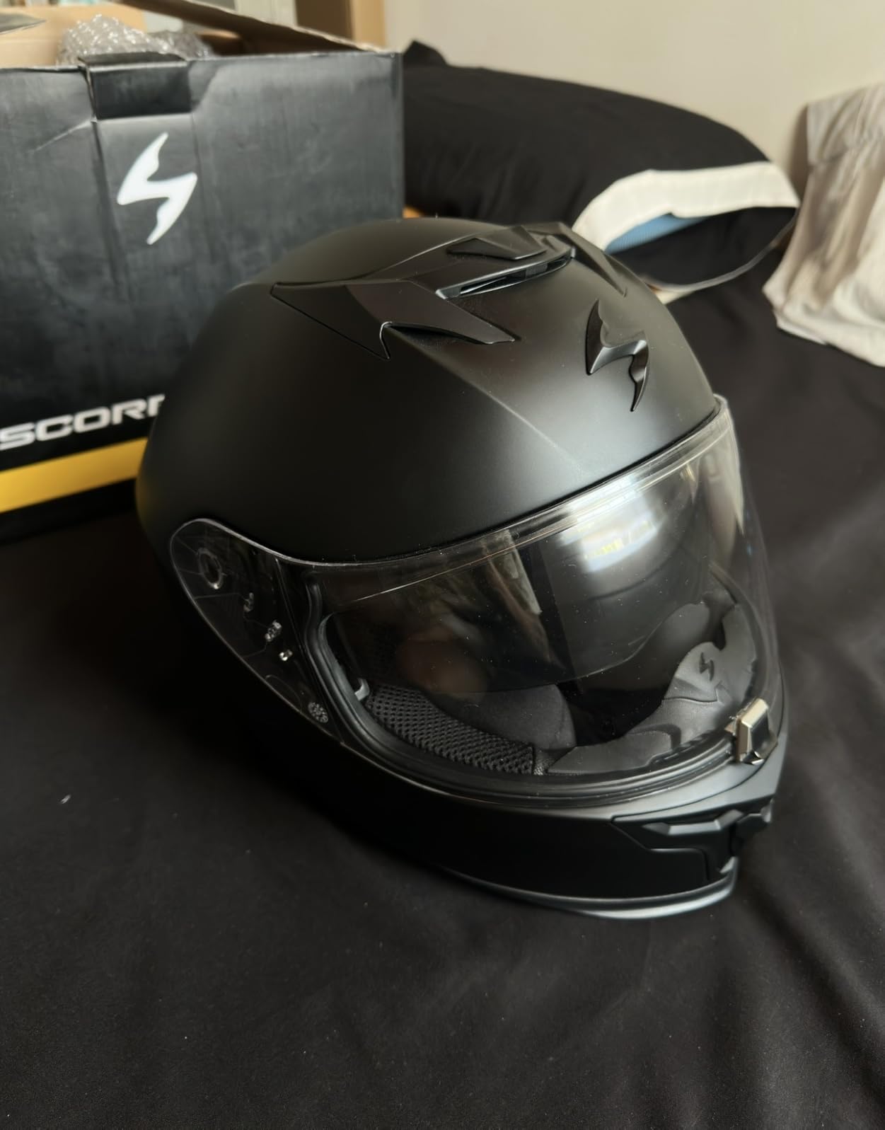 ScorpionEXO T520 Full Face Touring Motorcycle Helmet with Bluetooth Ready Speaker Pockets DOT ECE Approved Nama-Shimi (Black/Chameleon - Medium) customer photo 2