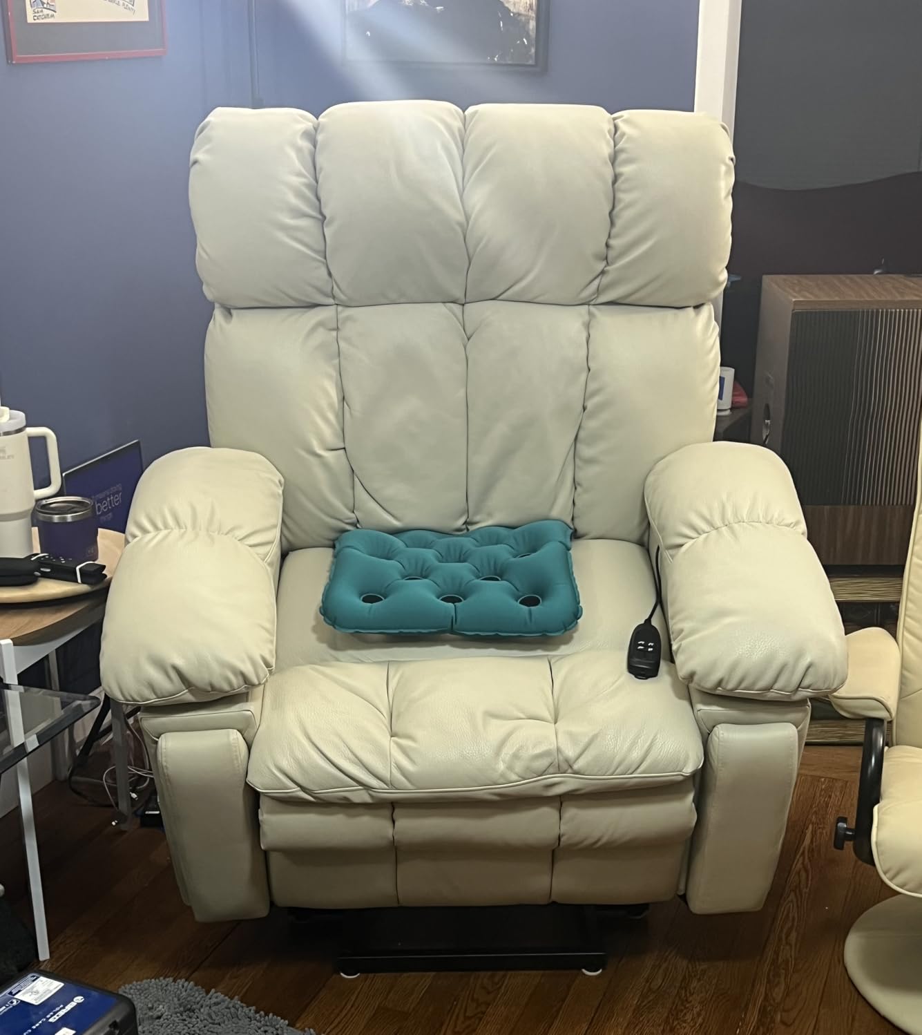 Dual Motor Power Lift Recliner Chair for Elderly,Infinite Position, Lay Flat Recliner with Massage and Heat, Adjustable Headrest, USB&Type-C,Cup Holders,Faux Leather Beige,Medium customer photo 2