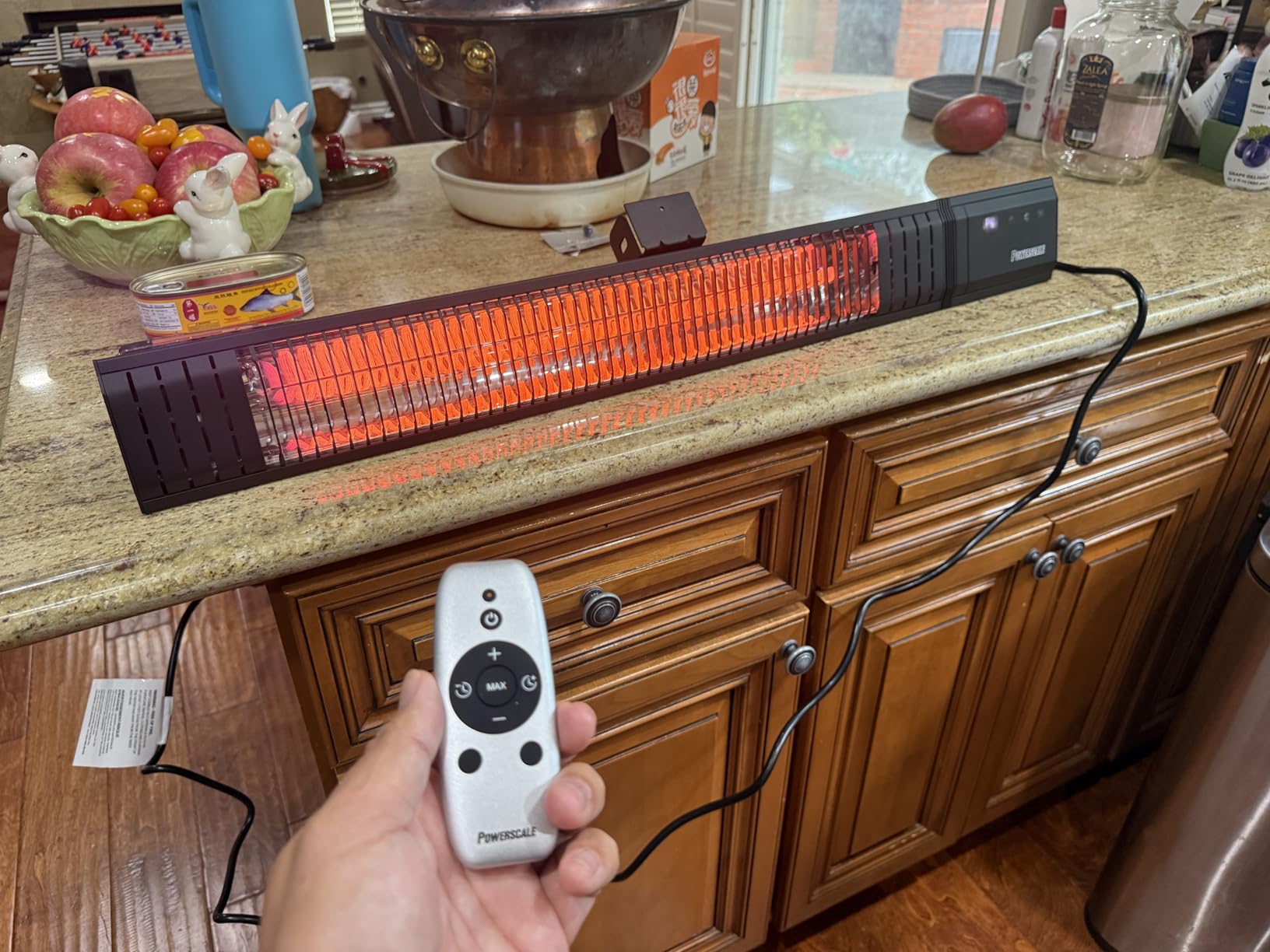 Powerscale Infrared Heater 1500W with Remote, 2.5s Instant Heat & Memory Function, Electric Patio Heater 4 Heat Levels, IP65 Waterproof - Indoor/Outdoor Space Heater for Garage, Backyard, Black customer photo 2