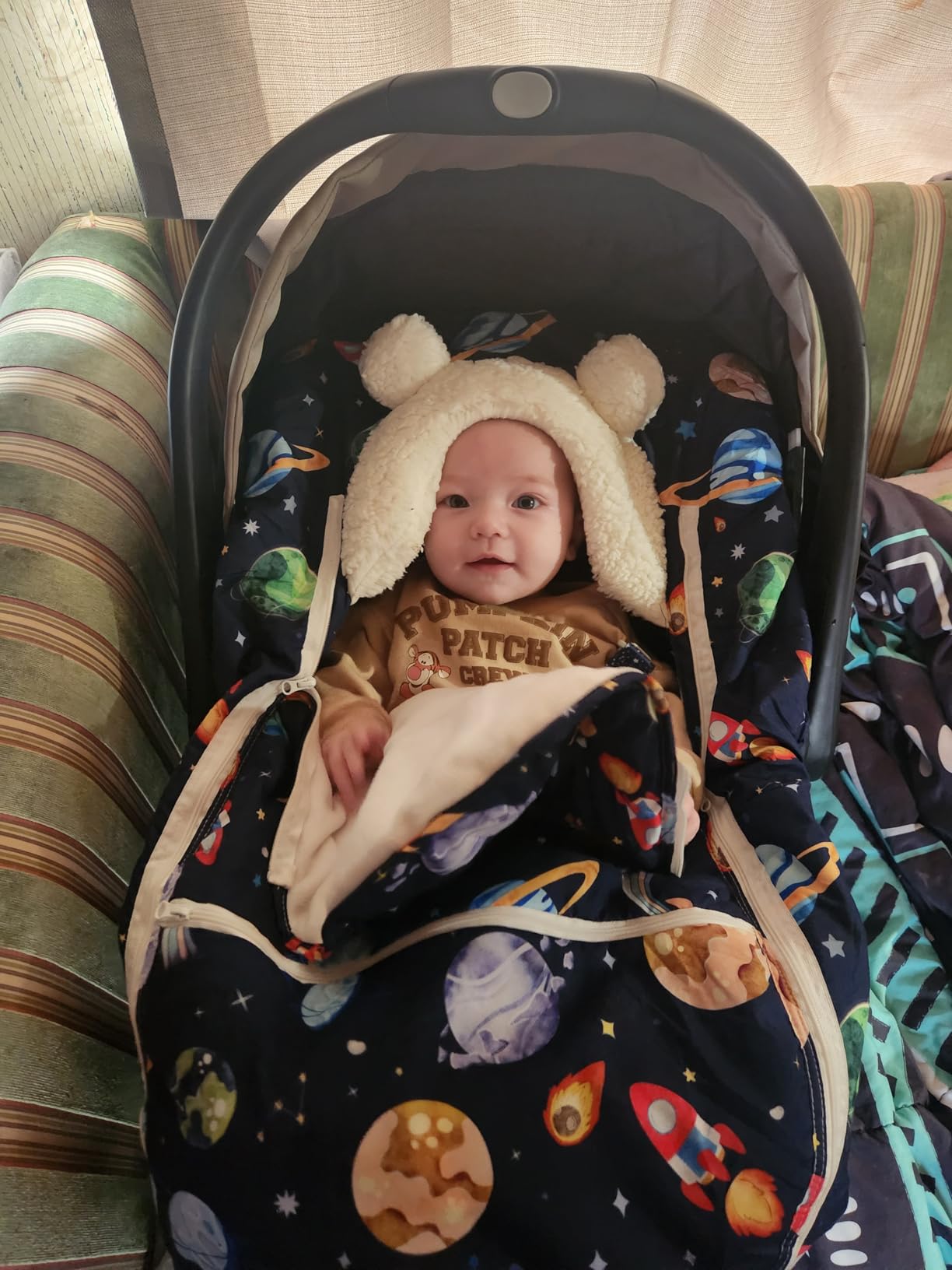 Pea Pod Winter Car Seat Cover for Baby, Infant Car Seat Canopies Cover for Newborn, Warm Plush Fleece Inner Protect Baby from Cold Wind, Stylish Floral customer photo 1