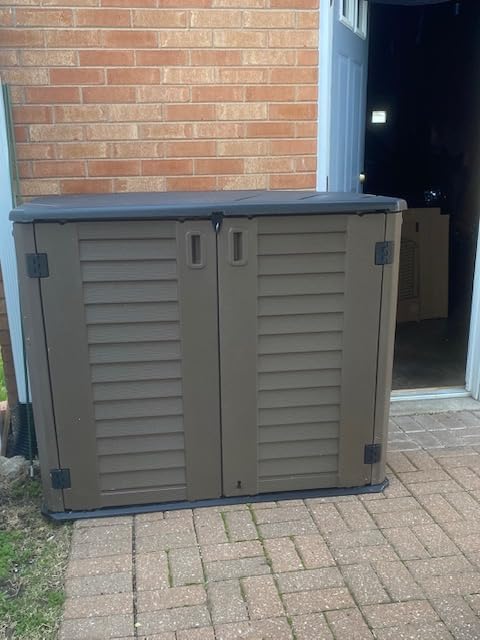 KINYING Outdoor Storage Shed,57 Cu.ft Vertical Outdoor Storage Cabinet Waterproof, Outdoor Resin Tool Shed for Patio Furniture, Garden Tools, Pool Accessories, Lawn Mower(Black Color) customer photo 2