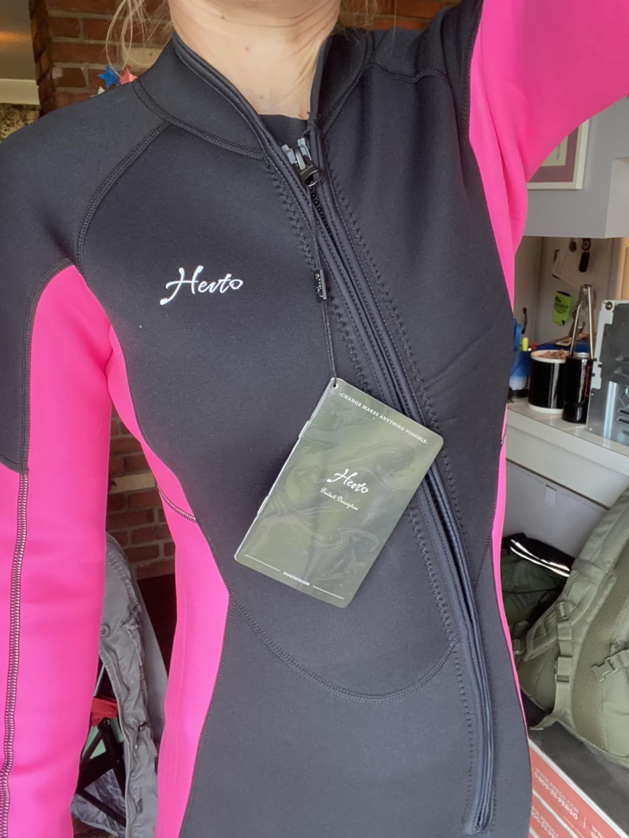 Hevto Wetsuit Women 3/2mm Neoprene Front Zipper for Surfing Diving customer photo 1