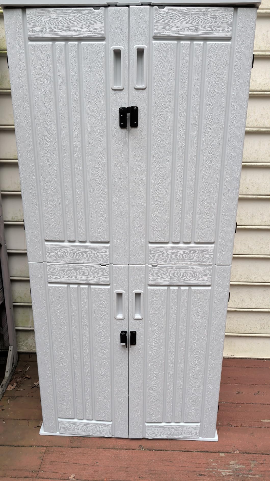 EHHLY Heavy Duty Tall Storage Cabinet Outdoor Weatherproof, 28 Cuft Garage Storage Cabinet with 4 Adjustable Shelves, Lockable Kitchen Pantry Closer Organizer, 31Wx23Lx66H, Polar White customer photo 1