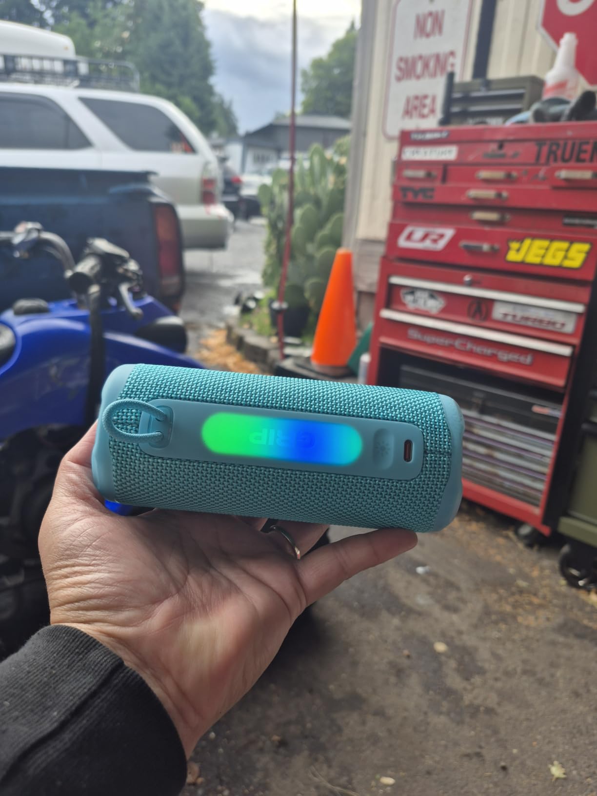 JBL Grip Portable Bluetooth Speaker, Waterproof, Ambient Light - Teal customer photo 1