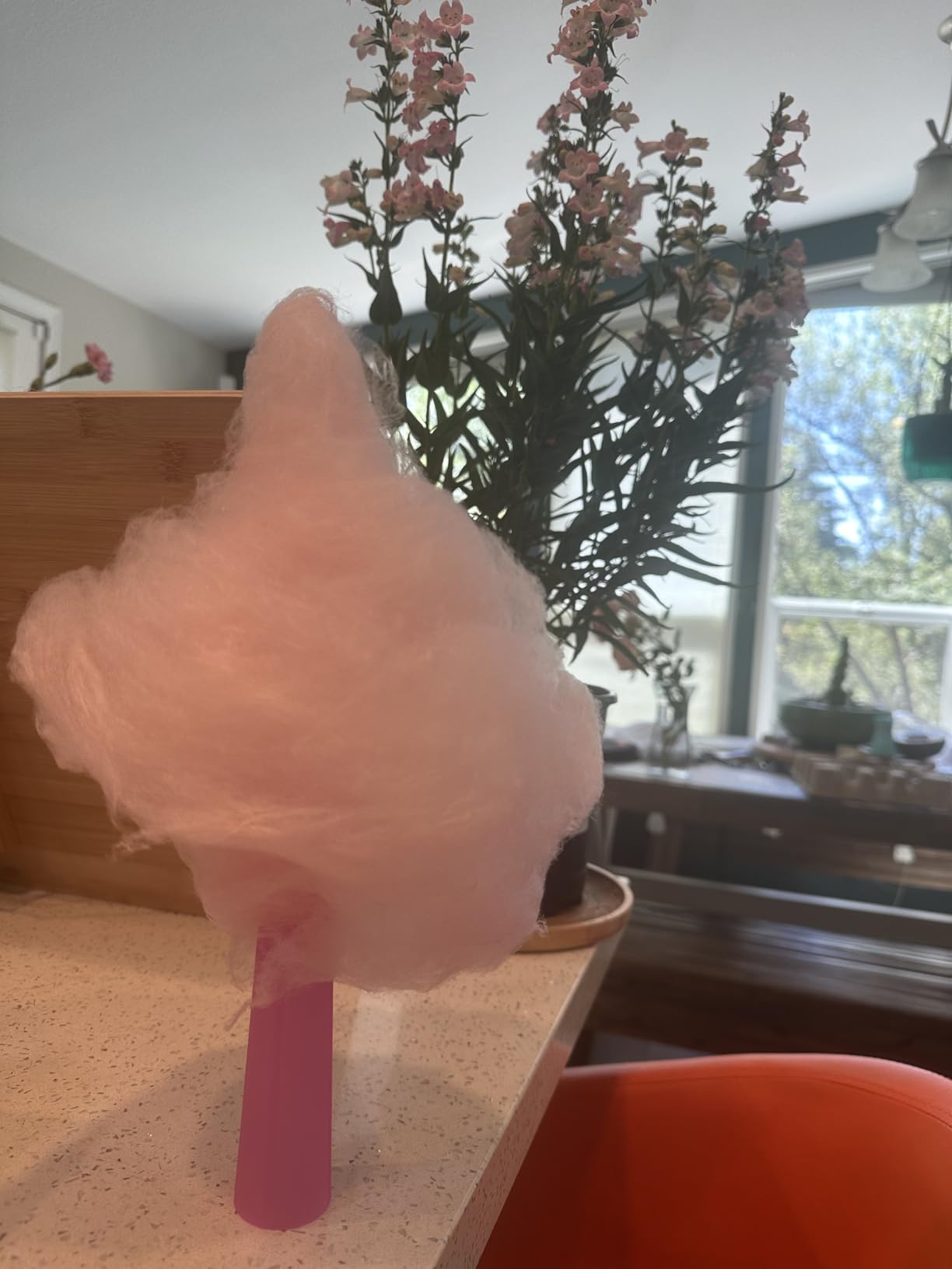 Nostalgia Countertop Cotton Candy Machine – Use Normal or Sugar-Free Candy or Flossing Sugar – Includes 2 Reusable Cones and Measuring Scoop – Pink customer photo 1