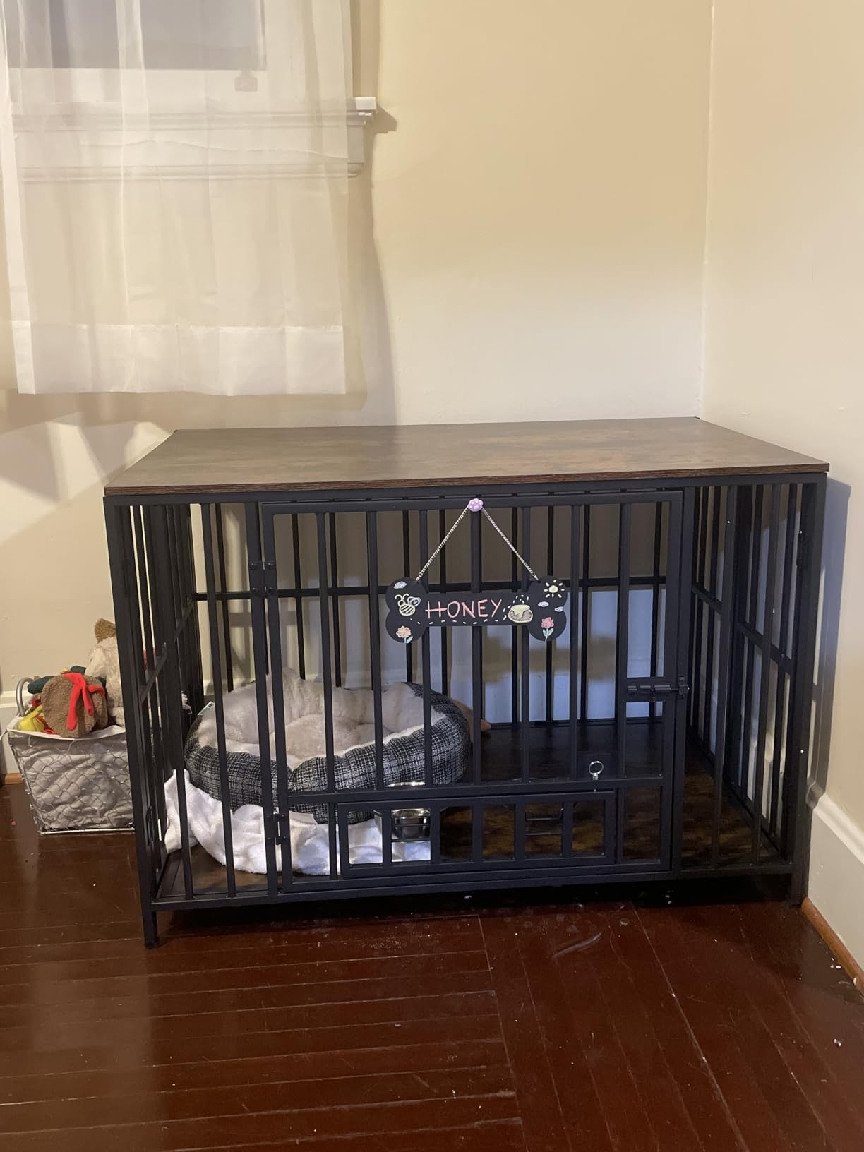 Easycom Foldable Dog Crate Furniture for Large Dogs 35-60 lb, Rustic Brown customer photo 2