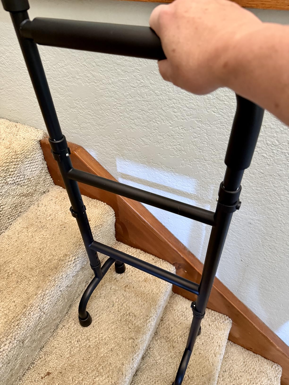 20-Level Adjustable Stair Climbing Assist Cane & Elderly Stair Lift Assist with Anti-Slip Handle & Stabilizing Feet, Standard Steps-Patent Pending (grey) customer photo 1