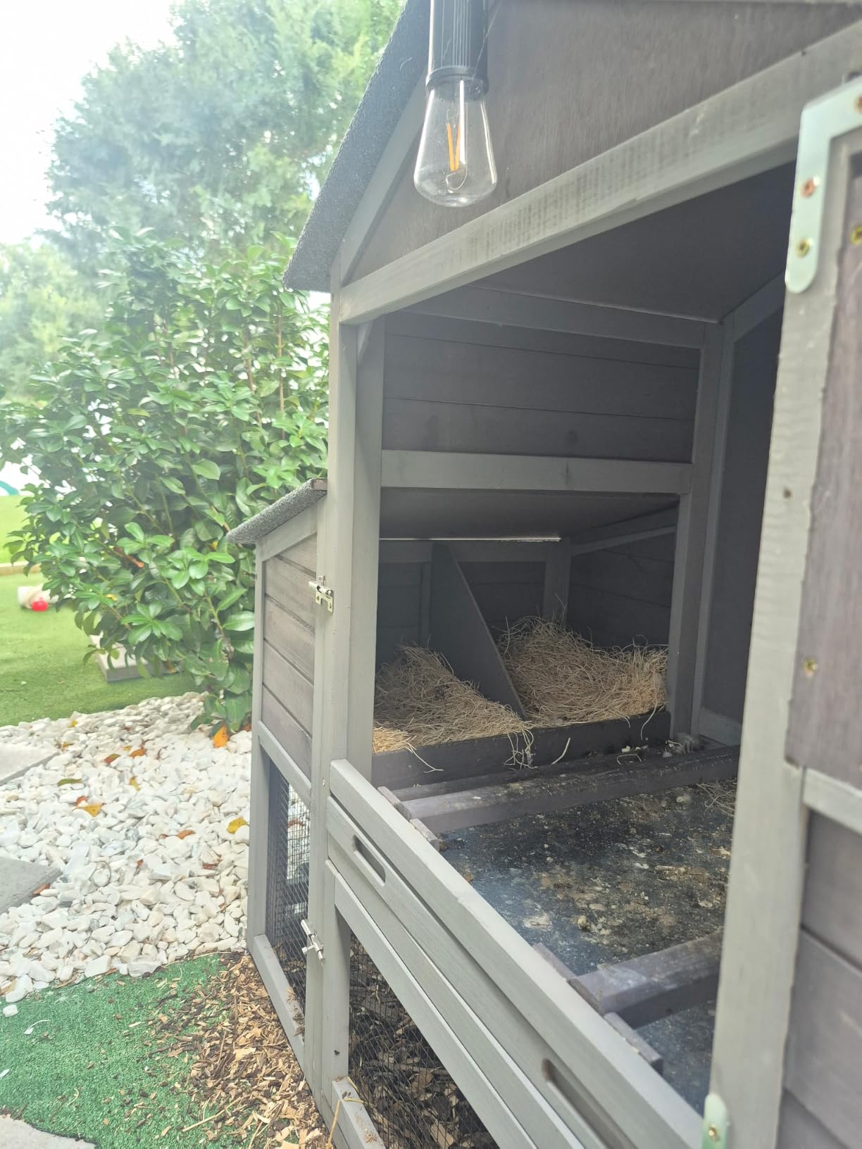 Aivituvin Chicken Coop Hen House, Large Outdoor Wooden Poultry Cage with Ramps, Run, Nesting Box, Removable Tray, Weather-Proof Chicken Cage (Grey, AIR31) customer photo 1